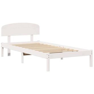 Berkfield Home Bed Frame with Headboard White 100x200 cm Solid Wood Pine