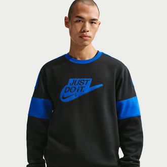 Nike Mens Nike Sportswear Club Fleece Crew-Neck Sweatshirt in Black | IO9620-010