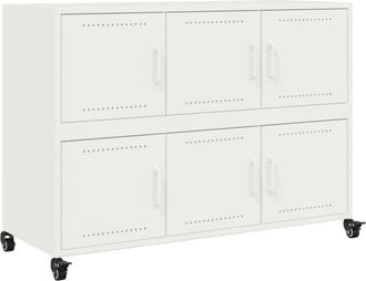 vidaXL Aparador de acero blanco 100,5x39x72 cm Vidaxl