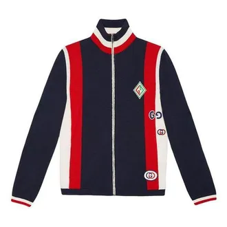 Gucci Mens Gucci Wool Knitting Aviator Jacket Blue 576892-XKAOP-4206