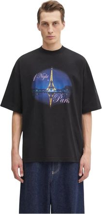 VETEMENTS Night In Paris Oversized T-Shirt - Heren - T-shirts - Zwart - L - Katoen - Tops