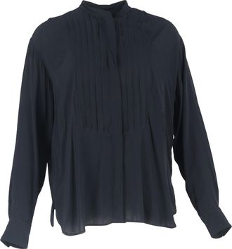 Isabel Marant Amel Pleated Crepe de Chine Shirt in Black Viscose