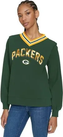 Tommy Hilfiger Womens Tommy Hilfiger Green Green Bay Packers Alice V-Neck Pullover Sweatshirt at Nordstrom, Size Small