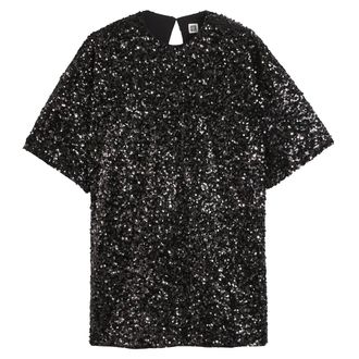 La Redoute Collections Rechte, korte jurk, korte mouwen met lovertjes