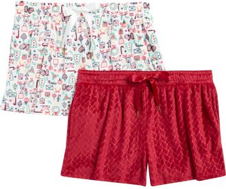 Jaclyn 2-Pack Holiday Print Pajama Shorts in Micro Christmas at Nordstrom Rack, Size X-Large
