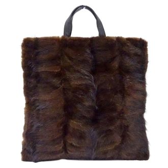 Loewe Brown Fur Leather Handbag Tote Bag (Pre-Owned)