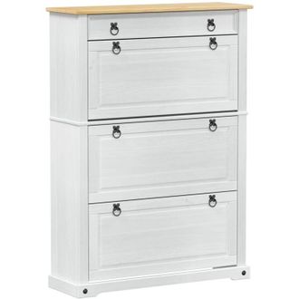 vidaXL Shoe Cabinet Corona White 99 x 32 x 138 cm Solid Pine Wood vidaXL