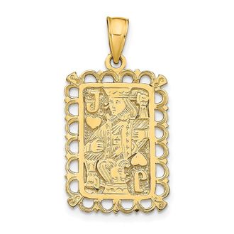 Diamond2Deal 14k Yellow Gold Jack of Hearts Playing Card Charm Pendant