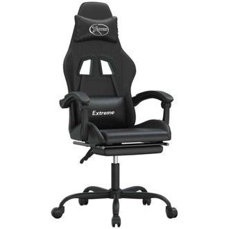 vidaXL Silla Gaming Giratoria Y Reposapi&eacute;s Cuero Sint&eacute;tico Negro Vidaxl