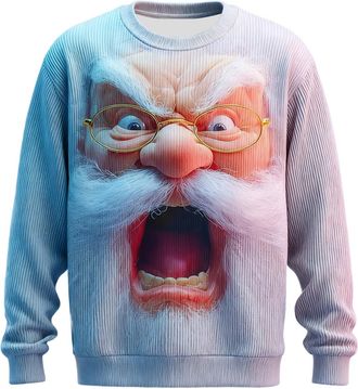 Generic Christmas Jumpers for Men Funny 3D SantaClaus Print Patterns Sweatshirt Pullover Xmas Party Sweaters Long Sleeve Jumper Christmas suits for Men Ugly X
