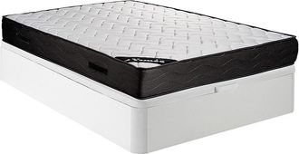 Vente-Unique Conjunto somier canap&eacute; 140 x 190 cm blanco + colch&oacute;n de muelles ensacados 7 zonas y memoria viscoel&aacute;stica de 24 cm de grosor - MERISI de YSM&Eacute;E