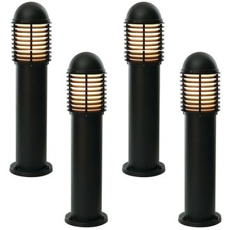 Loops 4 PACK Outdoor IP44 Bollard Light Matt Black 650mm LED Lamp Post Garden Driveway