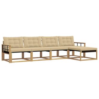 vidaXL Conjunto De Sof&aacute;s De Exterior Con Coj&iacute;n 5 Pcs Y Beige Vidaxl