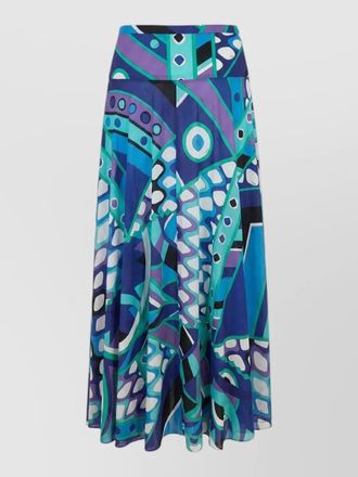 Pucci vivara print cotton midi skirt