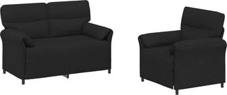 vidaXL Juego De Sof&aacute; 2 Uds. Negro Tela Vidaxl