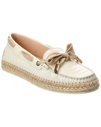 Tod's TodS Gomma Croc-Embossed Leather Espadrille
