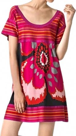 M Missoni Floral Striped Knit Jersey Mini Dress In Pink/purple