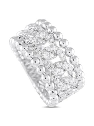 Luxury Bazaar 18K white gold Beaded Openwork diamond ring - women - 18kt White Gold/Diamond - One Size - Silver