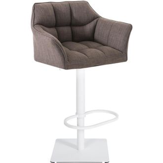Clp Sgabello da bar Damaso con rivestimento in tessuto grigio bianco