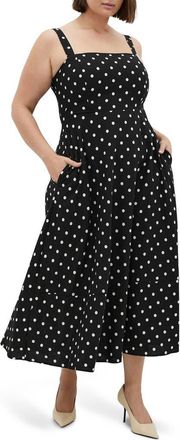 City Chic Collins Maxi Sundress in Black Spot at Nordstrom, Size Xs