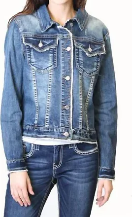 Grace in L.A. Denim Jean Jacket In Blue
