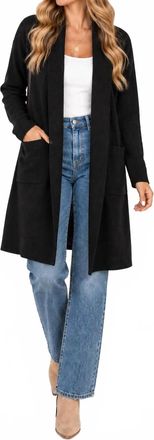 Papillon Lapel Coatigan With Pockets In Black