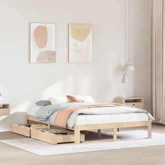 vidaXL Estructura De Cama Con Cajones Madera Maciza Pino 120x190 Cm Vidaxl