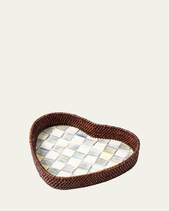 MacKenzie-Childs Sterling Check Rattan Heart Tray
