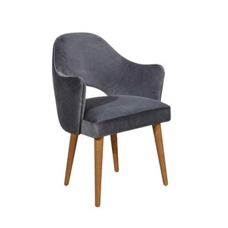 Robin des Bois Silla de mesa de caucho y terciopelo gris loup