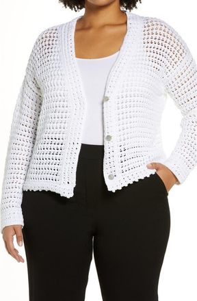 Vince Crochet Cotton Cardigan in Optic White at Nordstrom Rack, Size 3X