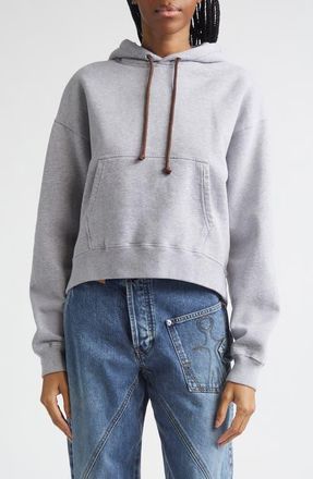 J.W.Anderson Loafer Stitch Curved Hem Fleece Hoodie in Mid Grey Melange at Nordstrom, Size X-Large