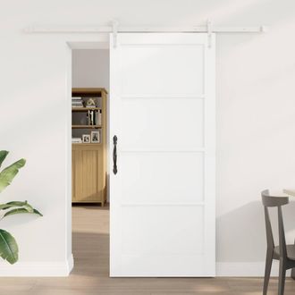 Berkfield Home Sliding Door with Hardware Set White 78x202 cm Solid Wood Pine