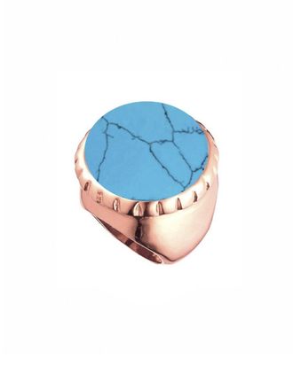 Liv Oliver 18K Rose Gold Plated 21.50 Ct. Tw. Turquoise Statement Ring