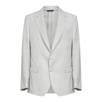 Dolce & Gabbana Blazers, male, Beige, Size: 2XL Single-Breasted Wool Poplin Jacket