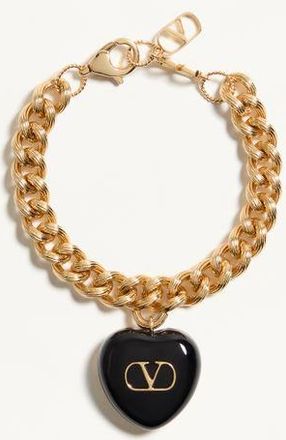Valentino Garavani Bracciale Coeur Royal In Metallo E Smalto Donna ORO/NERO M