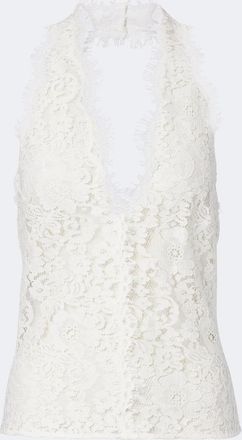 Stella McCartney Halterneck cotton-blend lace top