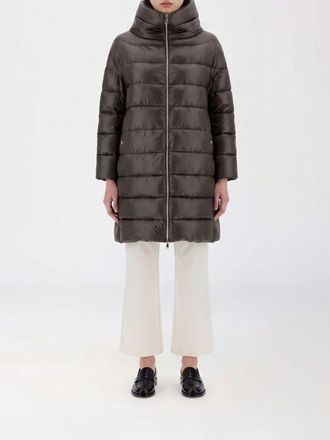 Herno Long Quilted Nylon Puffer Coat with Funnel Neck and Zip Closure