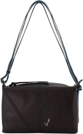 Kenzo Tassen, Dames, Zwart, ONE Size, Leer, Leren Tas met Logo