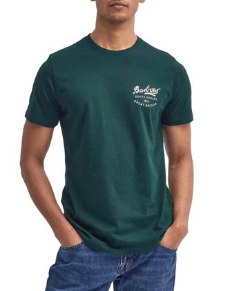 Barbour Mens Script Graphic T-Shirt Seaweed Green (UK, Alpha, S, Regular, Regular, Seaweed)