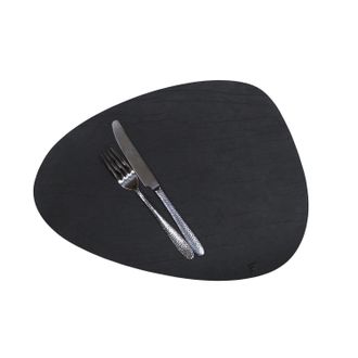 FreeForm Design Tischset Stone aus recyceltem Leder 41 x 30 cm - Schwarz