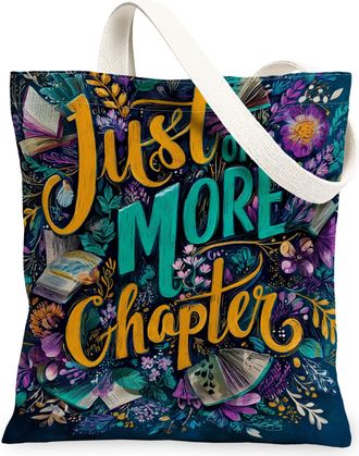 Generic Floral Canvas Tote Bags, Artistic Vintage Plant Pattern Reusable Grocery Bags, Lightweight Washable Shoulder Strap Canvas F, Navy, 13x15 Inch