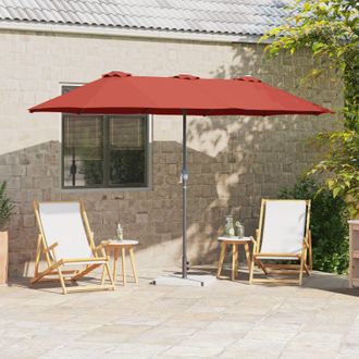 Berkfield Home Garden Parasol Folding Terracotta 380 x 196 x 235 cm