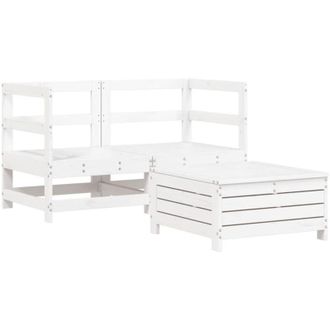 vidaXL Juego De Sof&aacute;s De Jard&iacute;n 3 Piezas Madera Maciza De Pino Blanco Vidaxl
