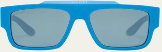 Gucci Mens GG1460Sm Acetate Rectangle Sunglasses