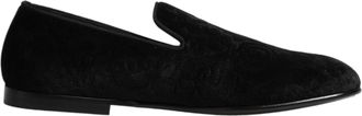 Dolce & Gabbana Zwarte Velours Instaploafers Formele Herenschoenen