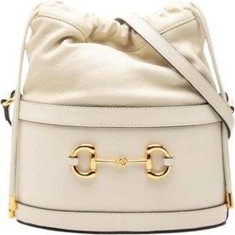 Gucci Pre-owned Horsebit 1955 Bucket Bag - Dames - Vintage Tas - Wit - ONE Size - Leer - Vintage