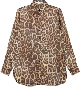 Stella McCartney Camicia leopardata - Marrone