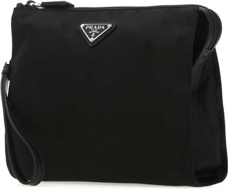 Prada Mens Black Re-Nylon Clutch Nero Poliammidericiclata-Vitello