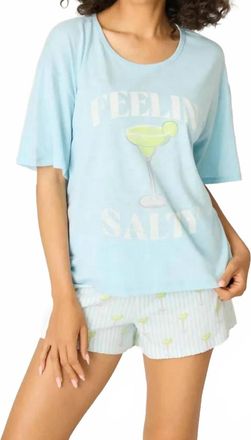 PJ Salvage Playful Print Feelin Salty Short Sleeve Tee In Light Blue