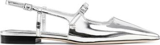 Jimmy Choo London Silver Pointed Toe Ballet Flats